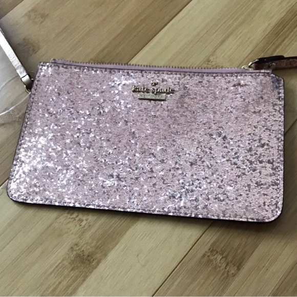 NWOT Kate Spade Pink Glitter Sparkle Clutch Wristlet Wallet Bag Handbag - Picture 3 of 9